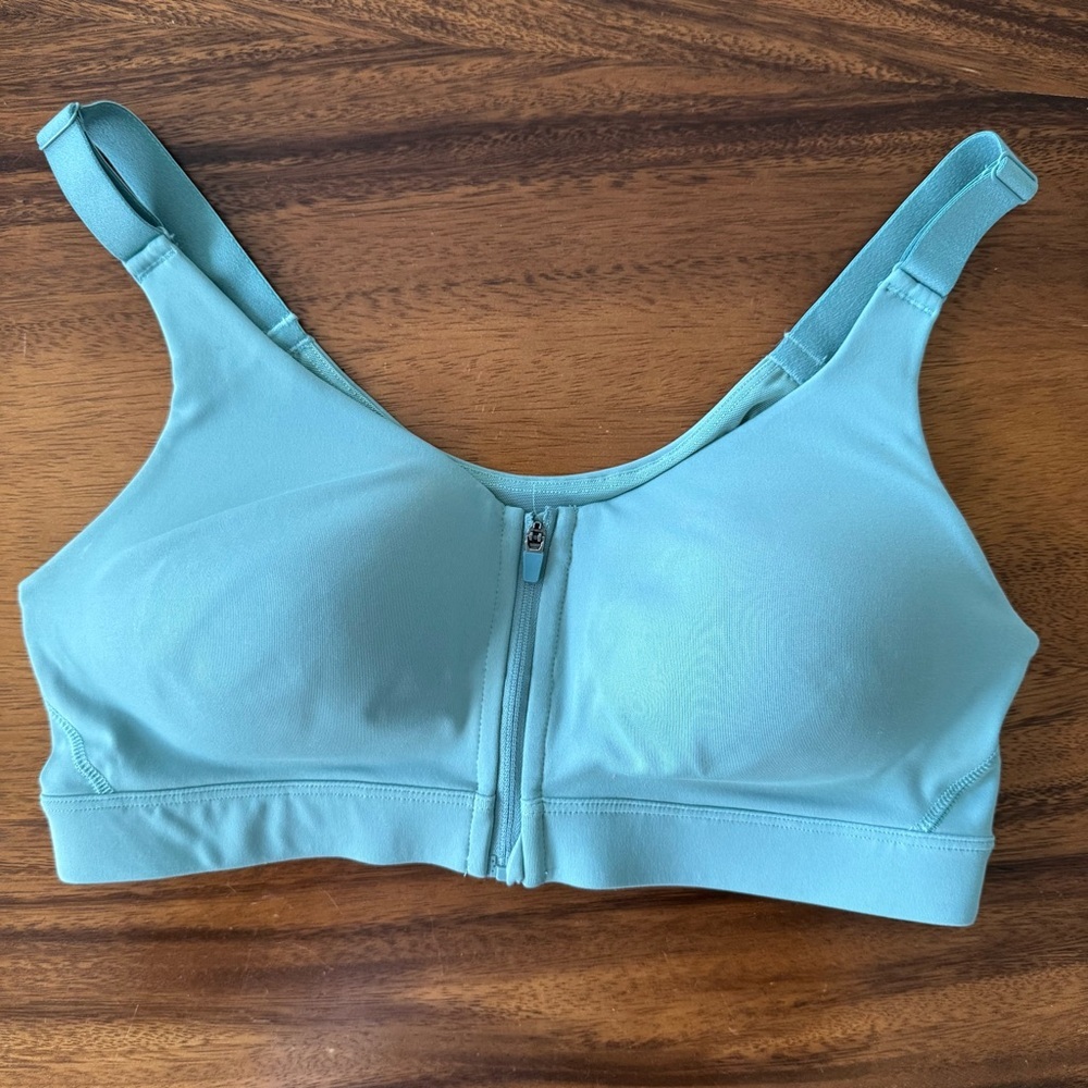 Old Navy Teal Blue Zip-Front Closure Cross Back Sports Bra size Small